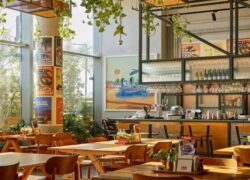 مای داخلی یکی از بهترین کافه‌ های دبی با طراحی مدرن و نور طبیعی