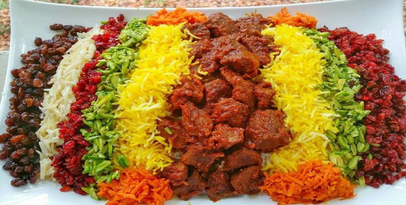 هفترنگ پلو مجلسی از غذاهای سنتی تهران قدیم