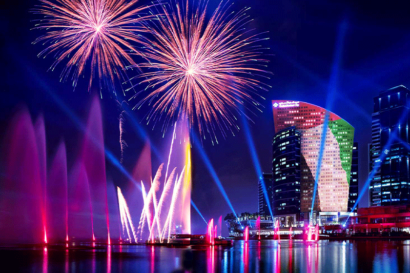 Celebration and fireworks in Dubai