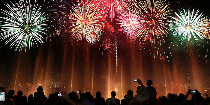 Celebration and fireworks in Dubai