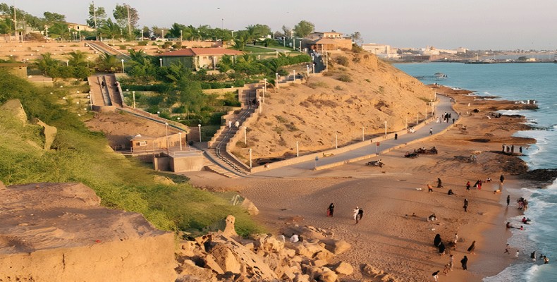 نمای ساحلی چابهار در نزدیکی باغ ملی تیس